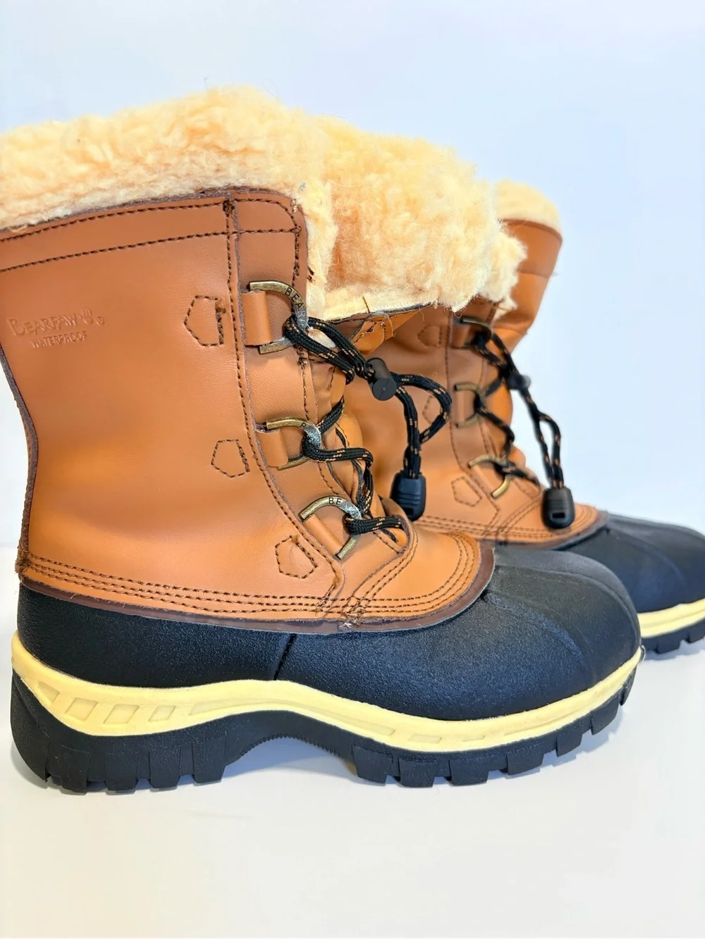 Bearpaw Kelly Youth Waterproof Winter Snow Boots Brown Faux Fur Kids Size 2
